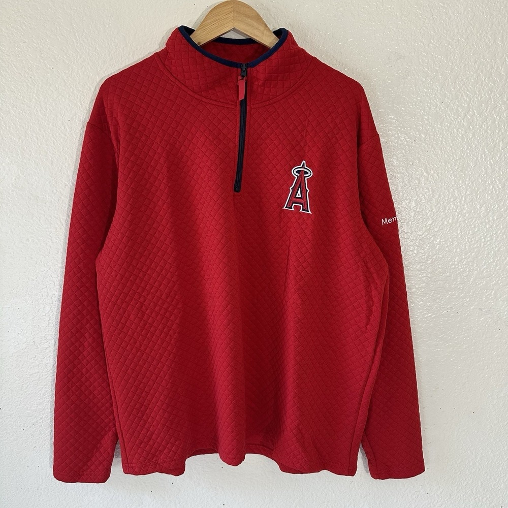 Anaheim Angels Red Quilted Half Zip Pullover Memorial Care Logo Large 51663